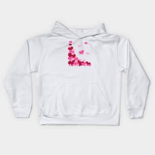 Hearts | Love | Pink | White Kids Hoodie